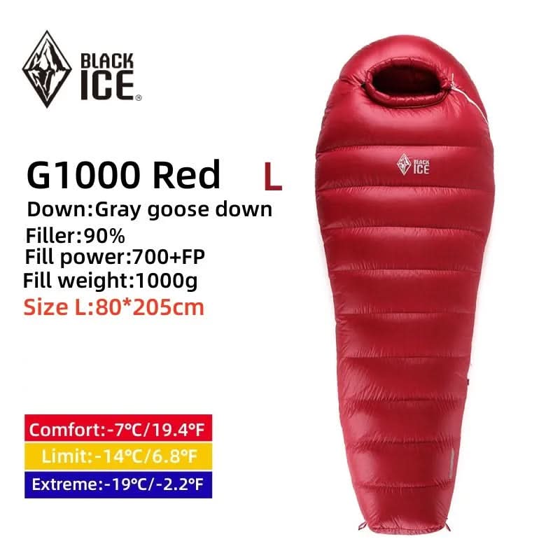 BLACK ICE G400/700/1000 Mummy Single Goose Down Sleeping Bag