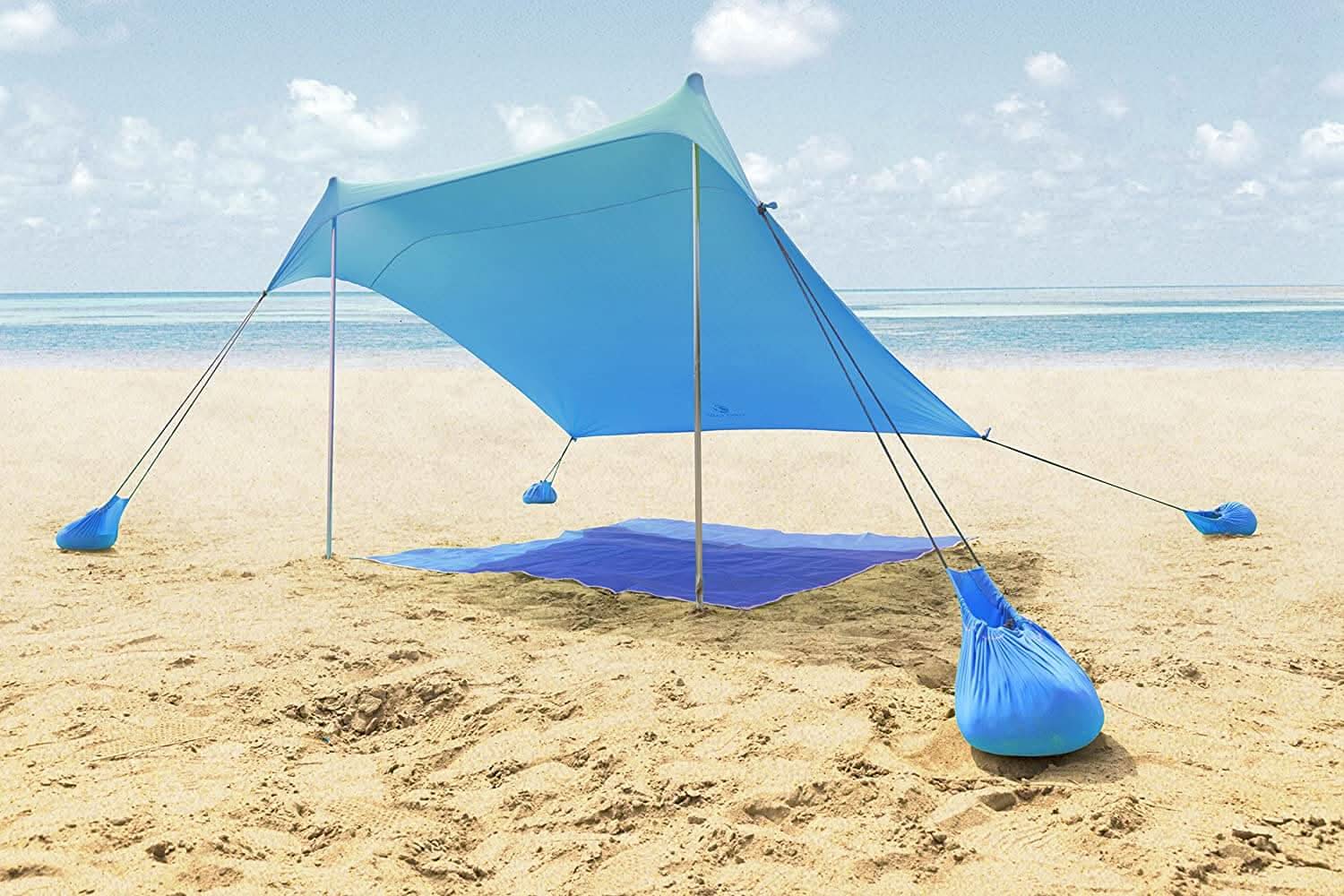 Toldo de playa portátil para protegerse del sol: 7,6 x 7,2 pies
