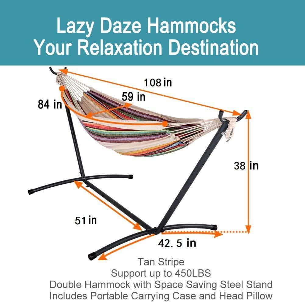 Hammock Stand with 9FT Space Saving Steel Stand, 450 Pounds Capacity