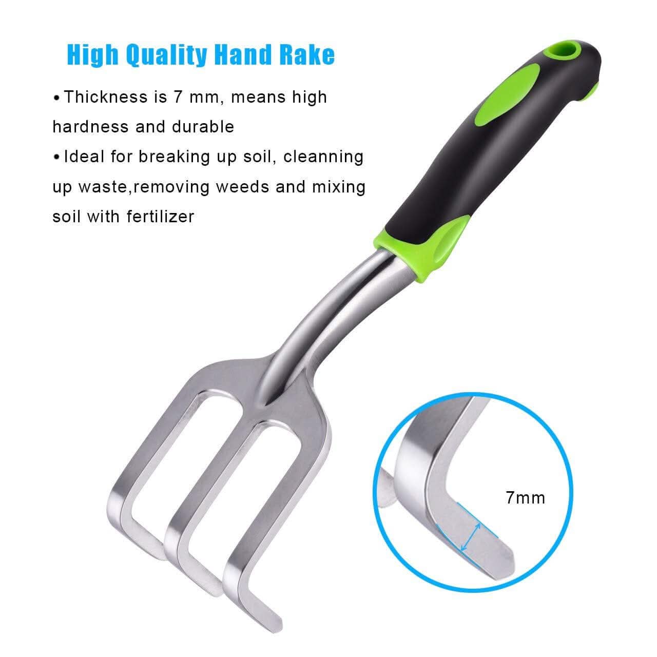 Ensemble d'outils de jardinage, pelle de jardinage en aluminium 5 pièces, kit cadeau comprenant une truelle à main, une truelle de transplantation, un cultivateur, un râteau à main et un désherbeur avec poignée en caoutchouc ergonomique antidérapante