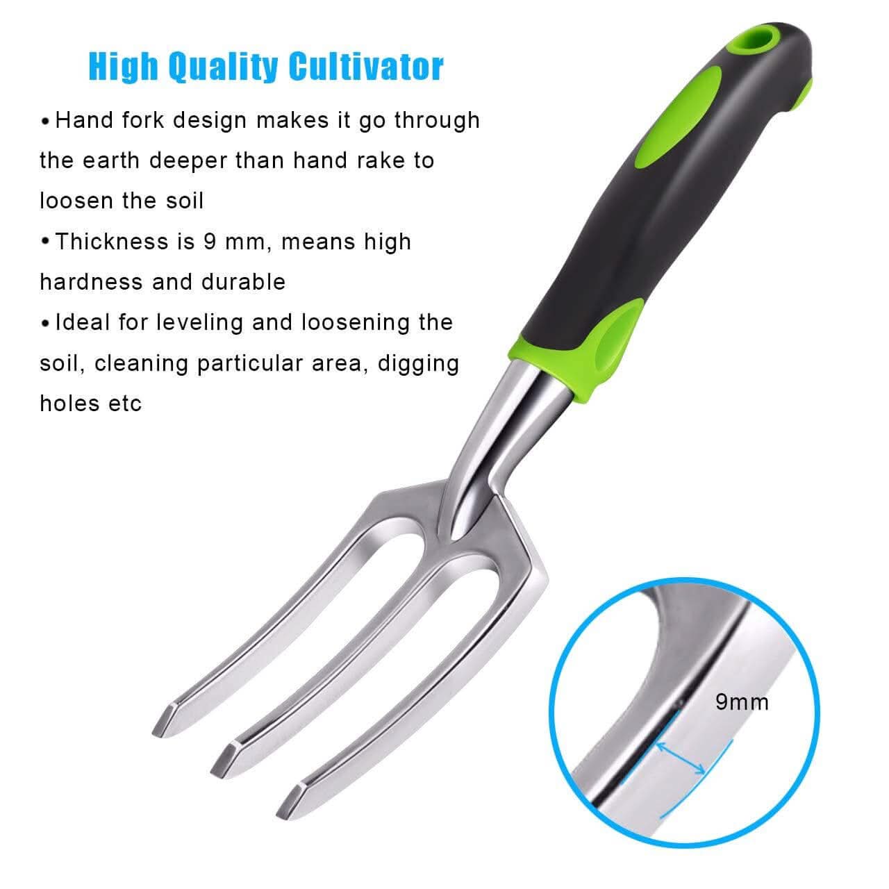 Ensemble d'outils de jardinage, pelle de jardinage en aluminium 5 pièces, kit cadeau comprenant une truelle à main, une truelle de transplantation, un cultivateur, un râteau à main et un désherbeur avec poignée en caoutchouc ergonomique antidérapante