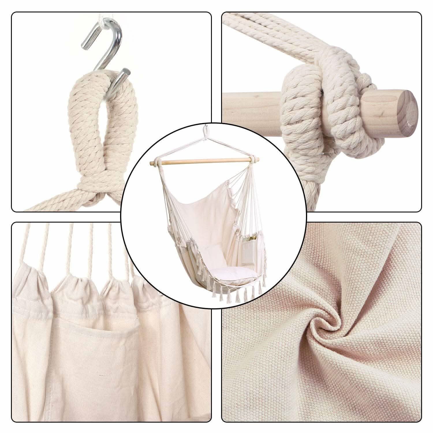 Silla hamaca con capacidad máxima de 330 libras y 2 cojines