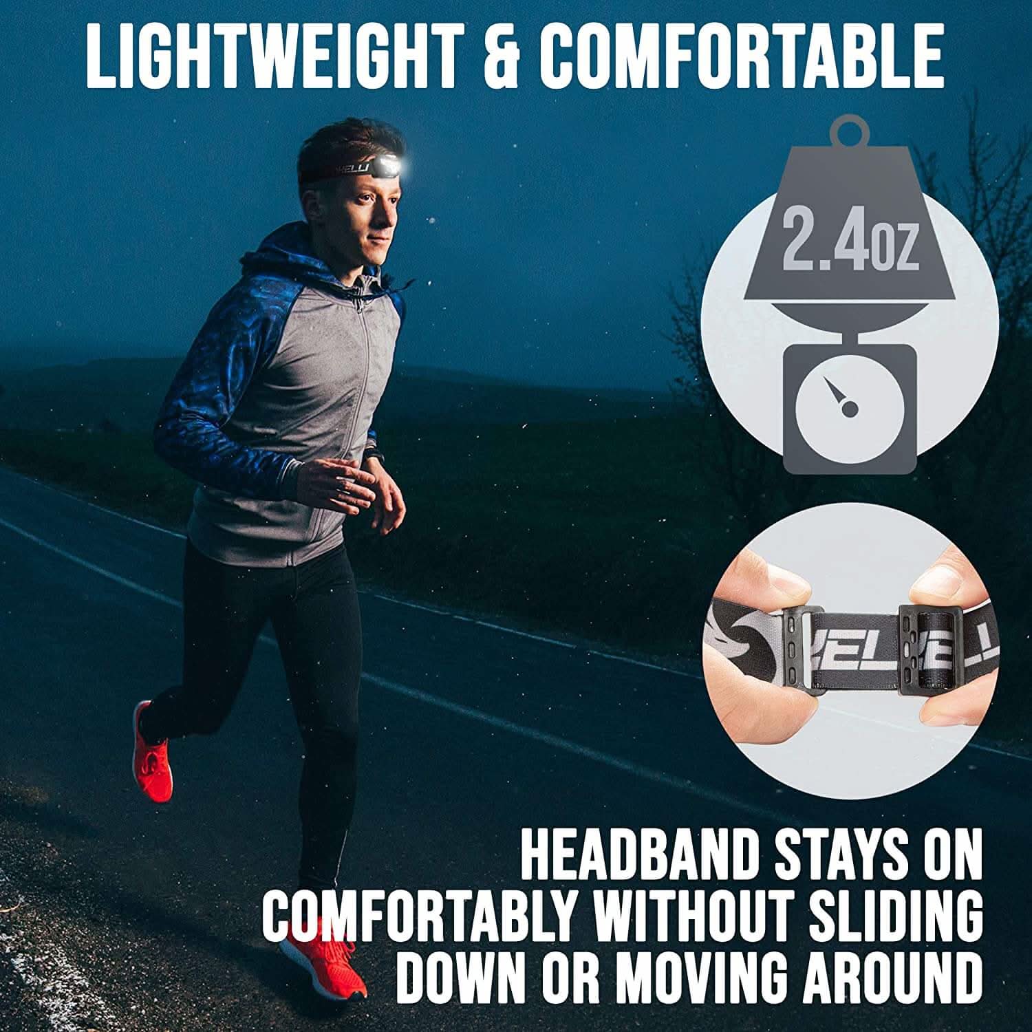 Linterna frontal recargable por USB