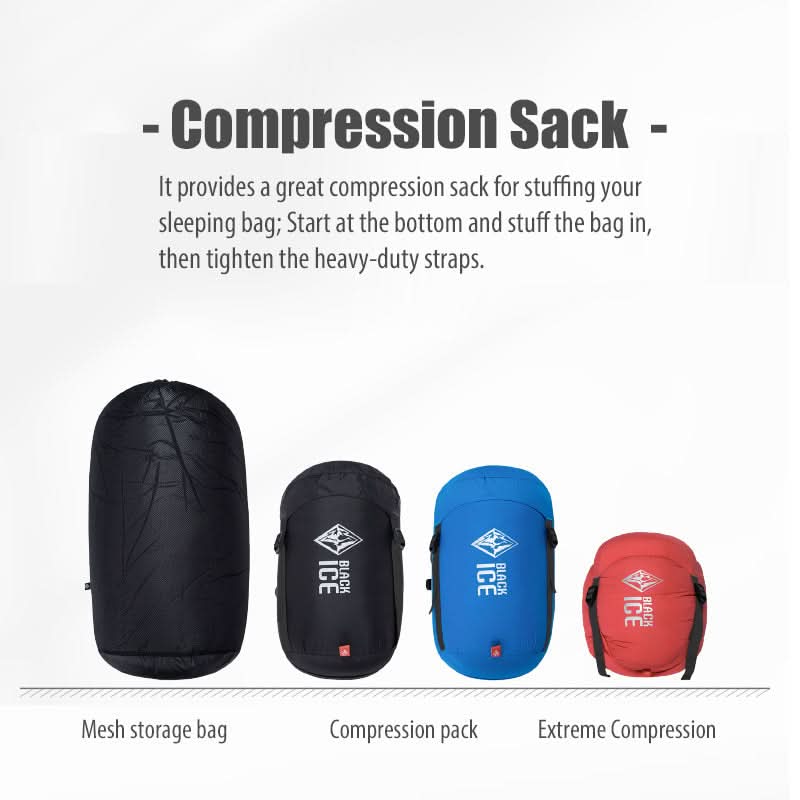 Saco de dormir momia de plumón de pato gris al 90 % de la serie B de Black Ice