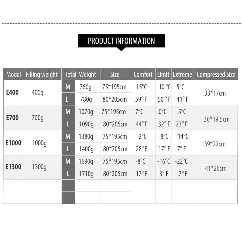 Black ice E Series Envelope Goose Down Sleeping Bag