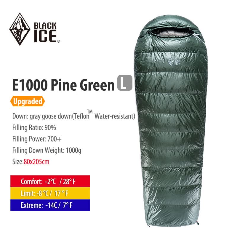 Black ice E Series Envelope Goose Down Sleeping Bag