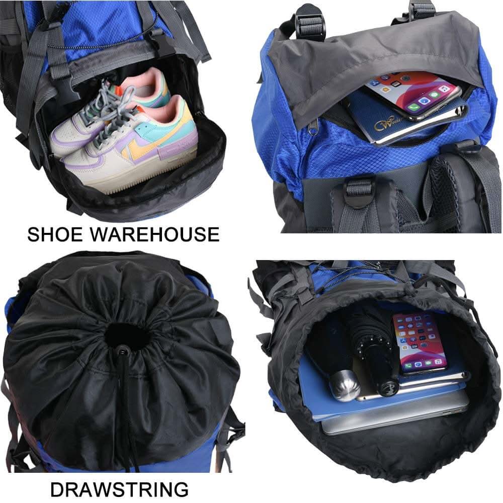 60L Internal Frame Hiking Backpack with Rain Cover