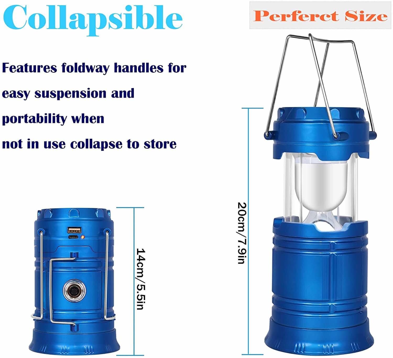 Super Bright Portable LED Camping Lanterns, Solar and Rechargeable