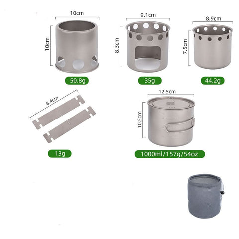 Image of Titanium Portable Firewood Stove Set