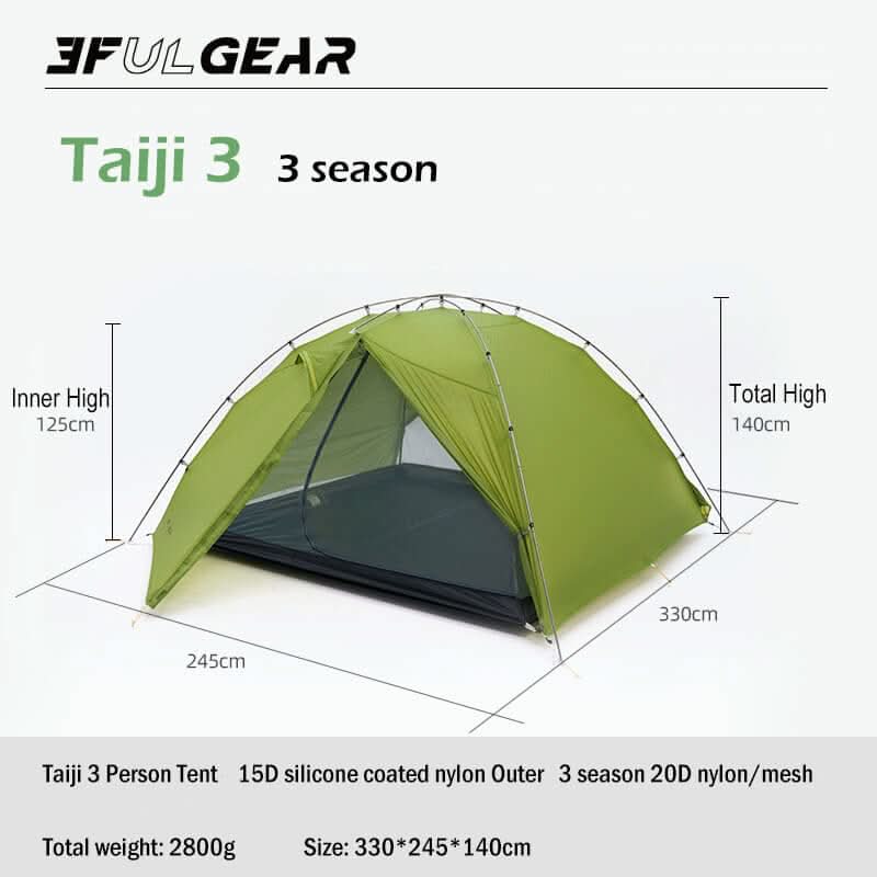 3F UL Gear Taiji 3 Tent Green 3
