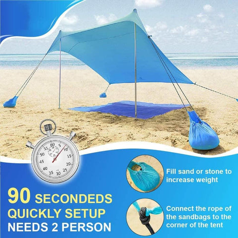 Image of Portable Beach Canopy Sun Shelter - 7.6’ x 7.2’