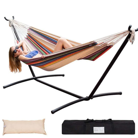 Image of Hammock Stand with 9FT Space Saving Steel Stand, 450 Pounds Capacity