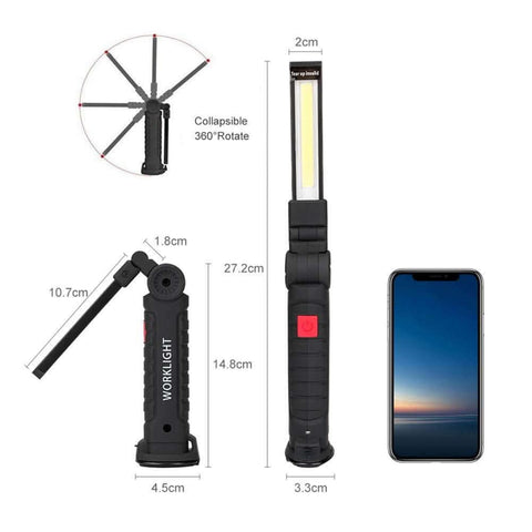 Image of 5 Modes and Magnetic Base 360 Degree Rotate LED Work Light (2 Pack, 27x4.5cm)