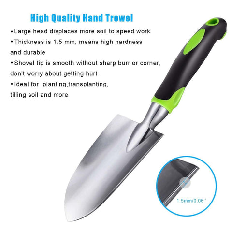 Image of Garden Tool Set, 5 Piece Aluminum Gardening Shovel Gifts Kit Includes Hand Trowel, Transplant Trowel, Cultivator, Hand Rake, and Weeder with Non-Slip Ergonomic Rubber Grip