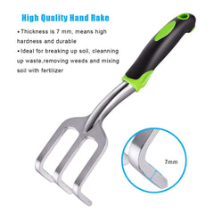 Juego de herramientas de jardinería, kit de regalo de 5 piezas de pala de jardinería de aluminio que incluye paleta de mano, paleta de trasplante, cultivador, rastrillo de mano y desmalezadora con agarre de goma ergonómico antideslizante