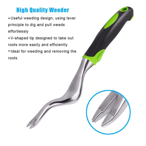 Image of Garden Tool Set, 5 Piece Aluminum Gardening Shovel Gifts Kit Includes Hand Trowel, Transplant Trowel, Cultivator, Hand Rake, and Weeder with Non-Slip Ergonomic Rubber Grip