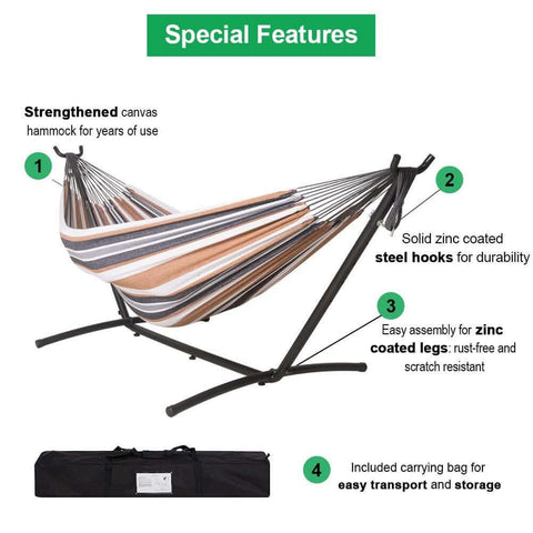 Image of Hammock Stand with 9FT Space Saving Steel Stand, 450 Pounds Capacity