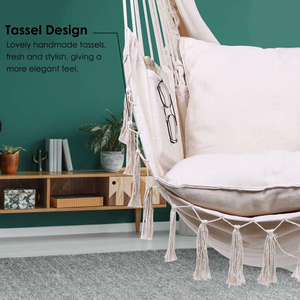 Hammock Chair Max 330 Lbs with 2 Cushions