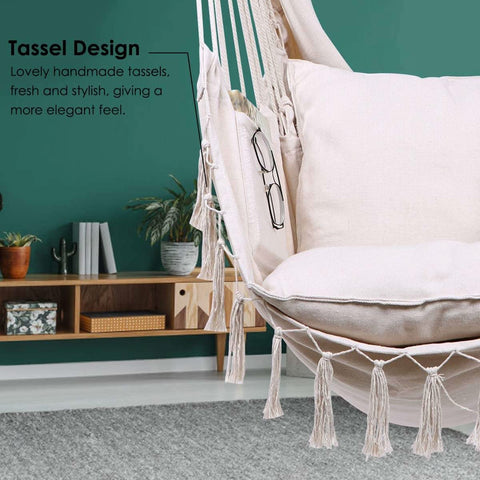 Image of Hammock Chair Max 330 Lbs with 2 Cushions