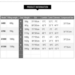 Black ice A-series Envelope Mummy Sleeping Bag