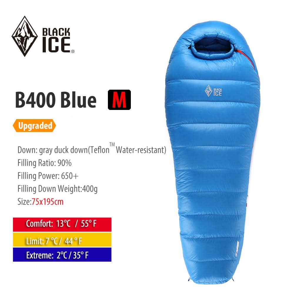 Black ice B-series Mummy 90% Gray Duck Down Sleeping Bag