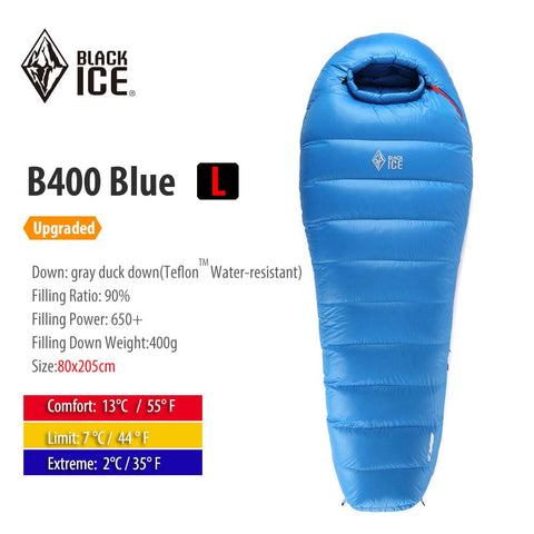 Image of Blackice B-series Mummy 90% Gray Duck Down Sleeping Bag