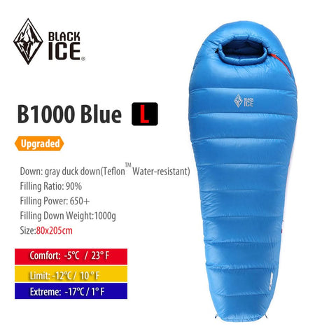Image of Blackice B-series Mummy 90% Gray Duck Down Sleeping Bag
