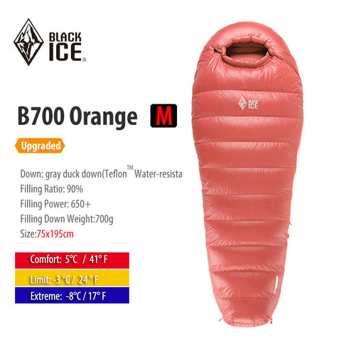 Image of Blackice B-series Mummy 90% Gray Duck Down Sleeping Bag