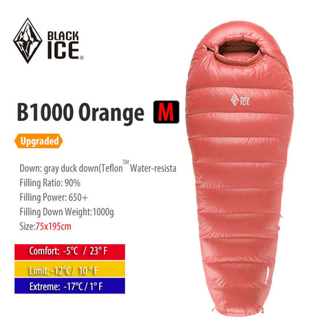 Image of Blackice B-series Mummy 90% Gray Duck Down Sleeping Bag