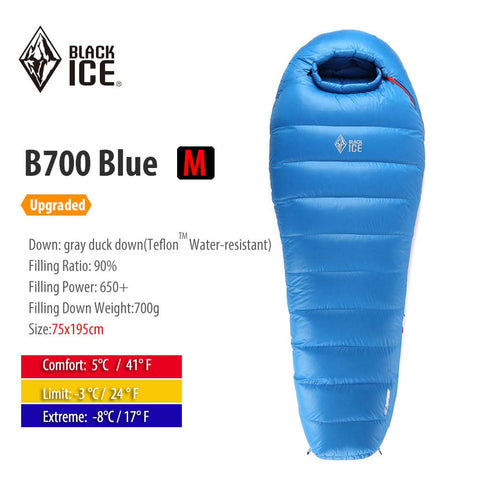 Image of Blackice B-series Mummy 90% Gray Duck Down Sleeping Bag