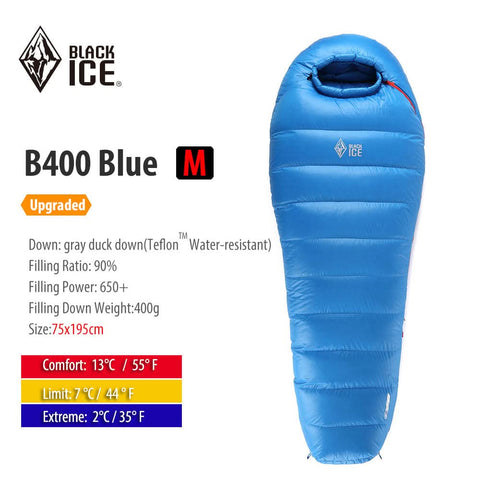 Image of Blackice B-series Mummy 90% Gray Duck Down Sleeping Bag
