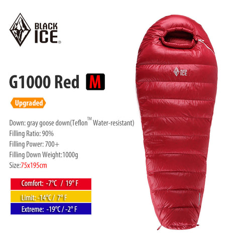 Image of BLACK ICE G400/700/1000 Mummy Single Goose Down Sleeping Bag
