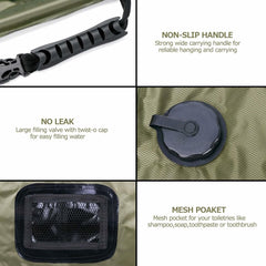 Solar Shower Bag 5 gallons/20L with Removable Hose and On-Off Switchable Shower Head