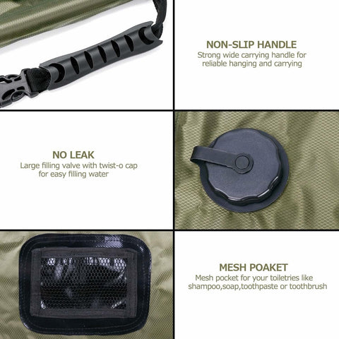 Image of Solar Shower Bag 5 gallons/20L with Removable Hose and On-Off Switchable Shower Head