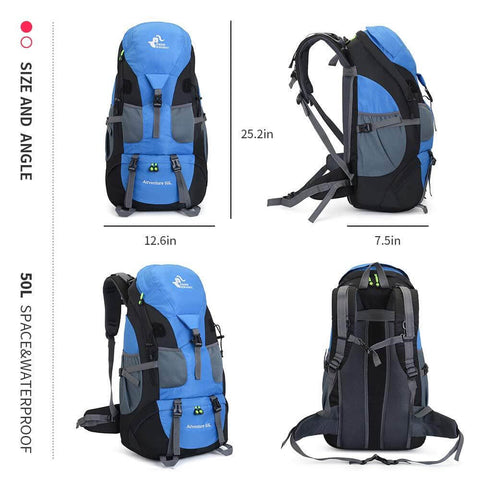 Image of 50L Lightweight Water Resistant Hiking Backpack,Outdoor Sport Daypack Travel Bag
