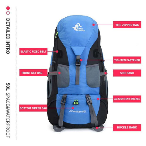 Image of 50L Lightweight Water Resistant Hiking Backpack,Outdoor Sport Daypack Travel Bag