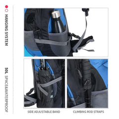 50L Lightweight Water Resistant Hiking Backpack,Outdoor Sport Daypack Travel Bag