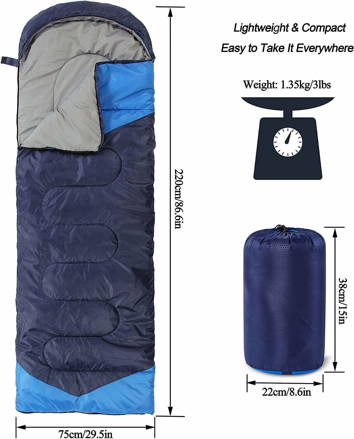 Saco de dormir para mochileros para adultos y niños 
