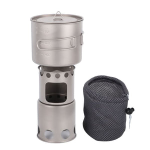 Titanium Portable Firewood Stove Set