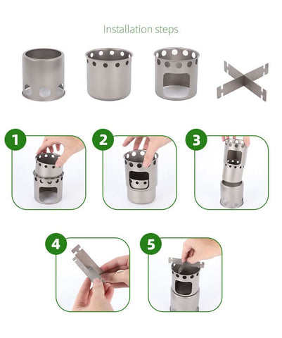 Image of Titanium Portable Firewood Stove Set