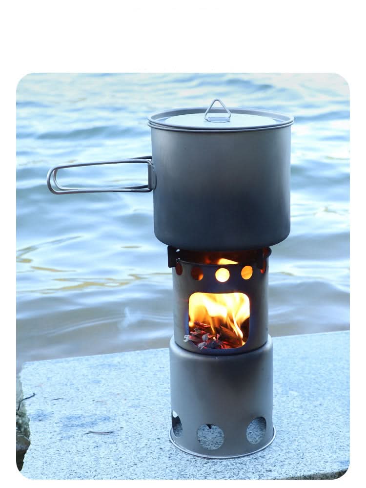 Ensemble de poêle à bois portable en titane