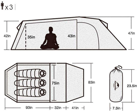 Image of Backpacking Tent 3 Person Lightweight Waterproof Camping Tent
