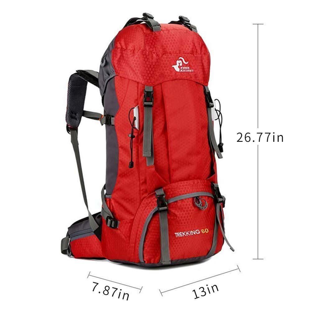 Mochila de senderismo ligera e impermeable de 60 l con funda para lluvia, mochila de viaje para deportes al aire libre