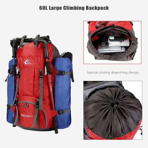 Image of 60L Waterproof Lightweight Hiking Backpack with Rain Cover,Outdoor Sport Travel Daypack