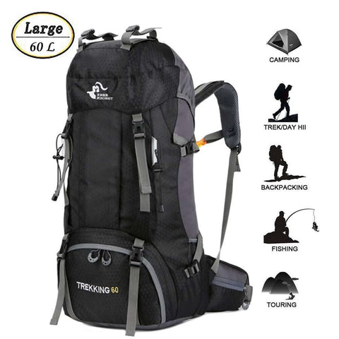 Image of 60L Waterproof Lightweight Hiking Backpack with Rain Cover,Outdoor Sport Travel Daypack