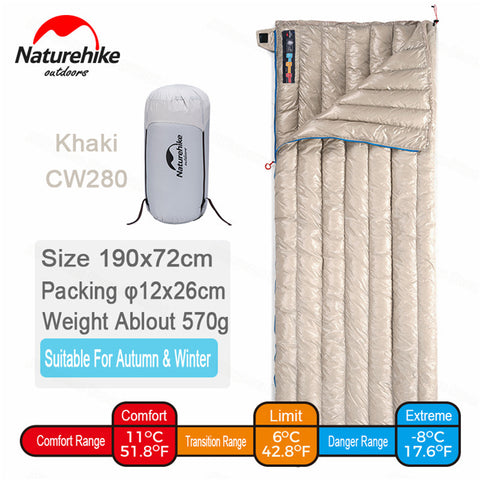 Image of Naturehike Ultralight CWM400/CW280 Goose Down Envelope Type Sleeping Bag