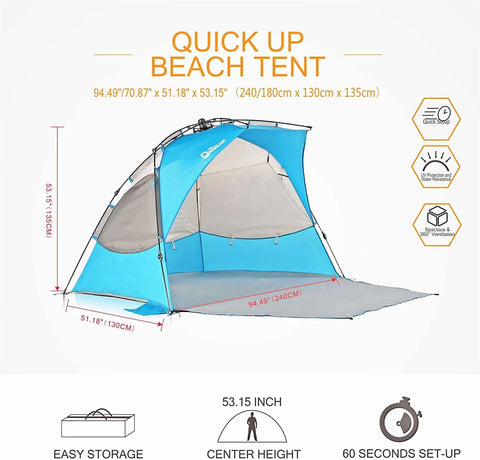 Image of Pop Up Beach Tent Sun Shelter